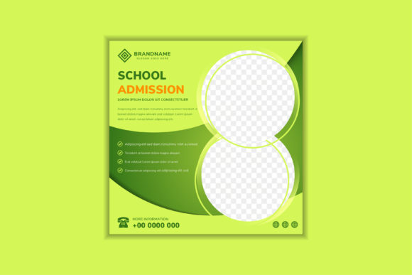 Admission School Square Banner Green Graphics
