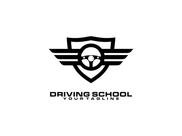 Driving School Steering Wheel Logo