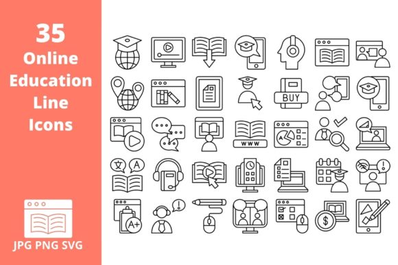 Education Icon Set 35 Line Icons for Modern Branding