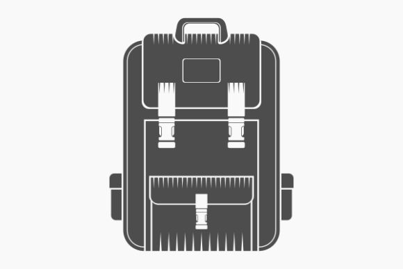 Flat Monochrome School Backpack Graphics for Digital Selling