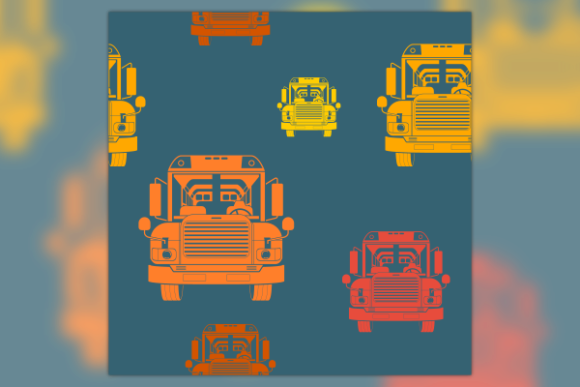 Front View School Bus Seamless Pattern