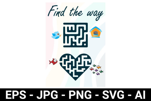 Kids Activity Worksheet Find the Way Graphics for Prek
